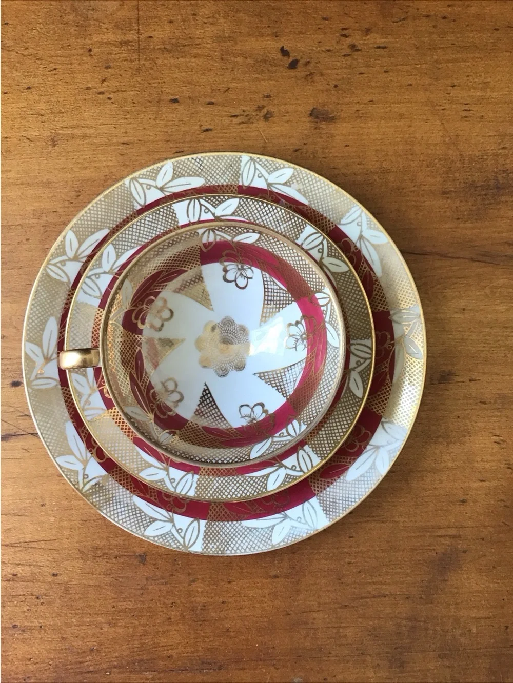 3- Piece Set Rudolph Wachter Bavaria Porcelain Tea Cup, Saucer, and Dessert Dish
